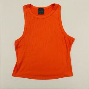 Olivia Rae Bright Orange Ribbed Crop Top